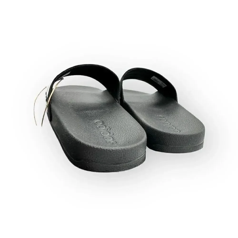 NWT Adidas Kids Adilette Shower K Comfort Slide Black White Size 2